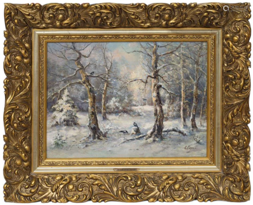Winter evening in the wood; S. Gerc