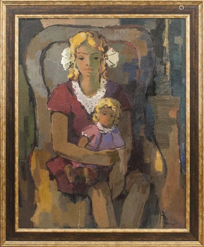 A girl with a doll; Jekabs Springis (1907-2004)