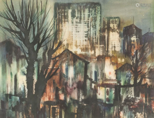 City at the night; Pauls Duskins (1928-1996)