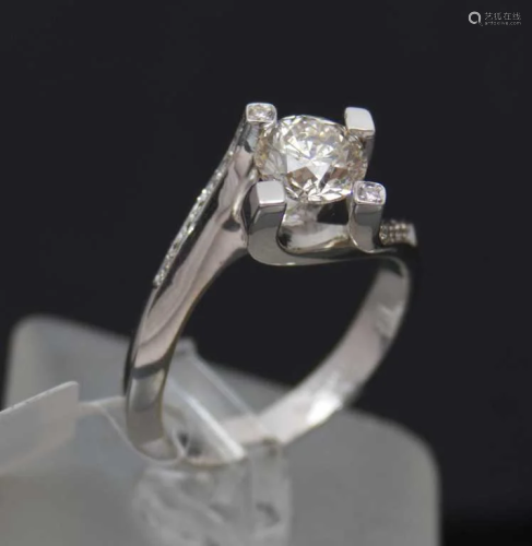 White golden ring with diamond