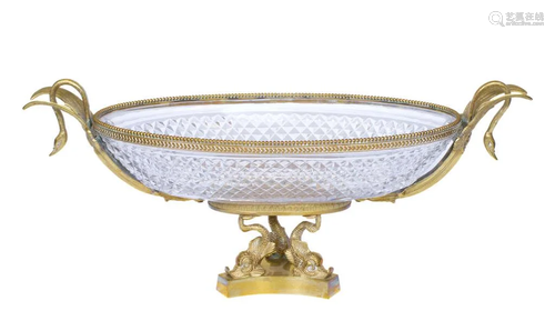 Benito Freres crystal bowl with bronze finish