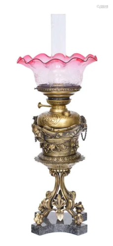 Historic bronze kerosene lamp in perfect condition