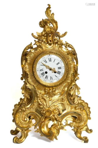 French bronze Rococo style clock