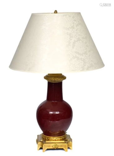 French ceramic table lamp with bronze finish