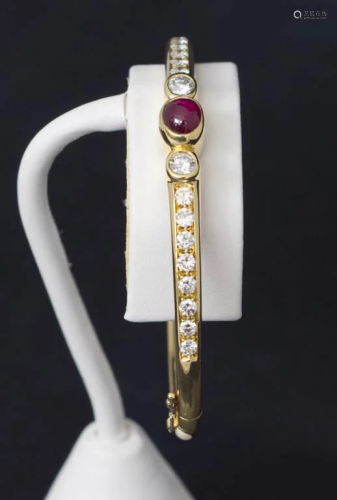 Gold bracelet with diamonds and rubies