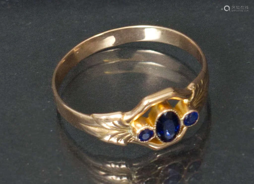 Womens gold ring with sapphires