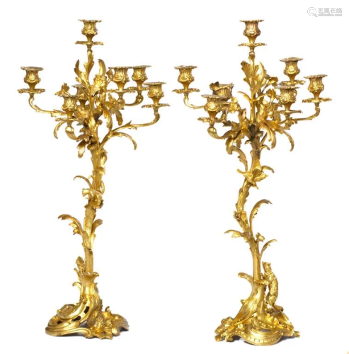 Rococo style candlesticks 2 pcs with gilding
