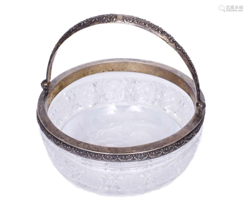 Crystal candy dish with silver finish