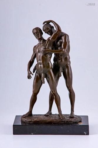 Bronze sculpture of two nude lovers by Mavchi