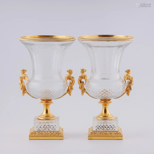 Pair of Large Baccarat crystal vases