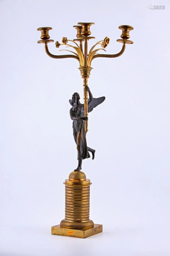 Late 19th century imposing gold-plated candelabra