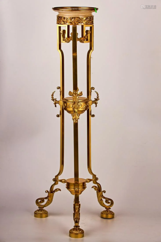 Gold plated bronze console with marble table-top