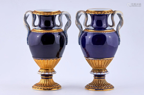 Pair of antique Ernst August Meissen vases