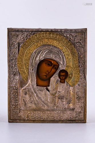 Tempera hand painted icon on wood
