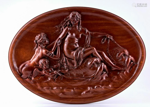 Antique hand carved mahogany panel