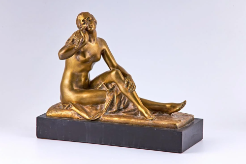 An early 20th century gold plated bronze sculpture of
