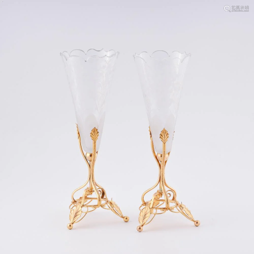 Pair of Antique French crystal vases