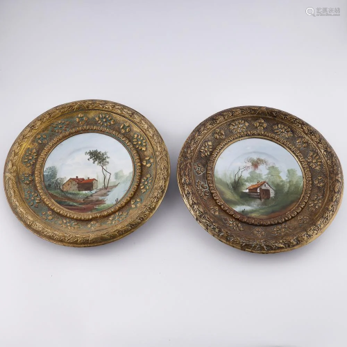 French 19th century faience wall decor plates