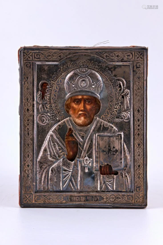Tempera hand painted icon on birch wood