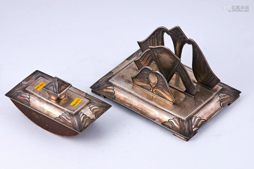 Art Deco wooden and silver postal products