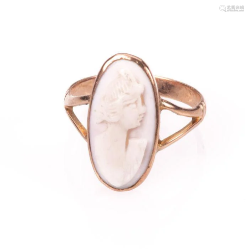 NO RESERVE PRICE 9ct Pink Gold Coral Cameo Ring