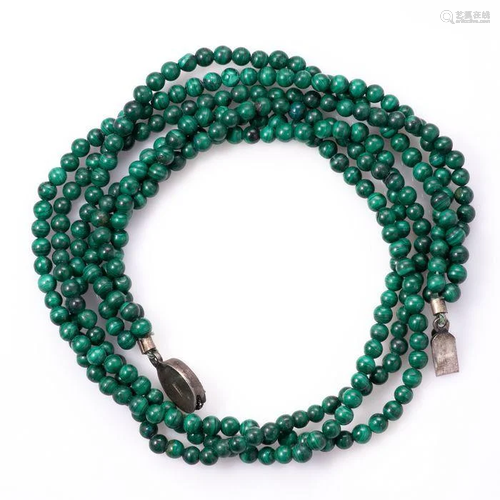 NO RESERVE PRICE Malachite Necklace with Silver Clasp