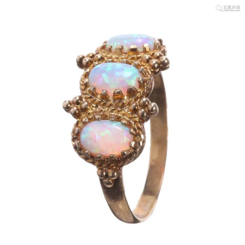 NO RESERVE PRICE Silver Gilt Etruscan Style Opal Ring