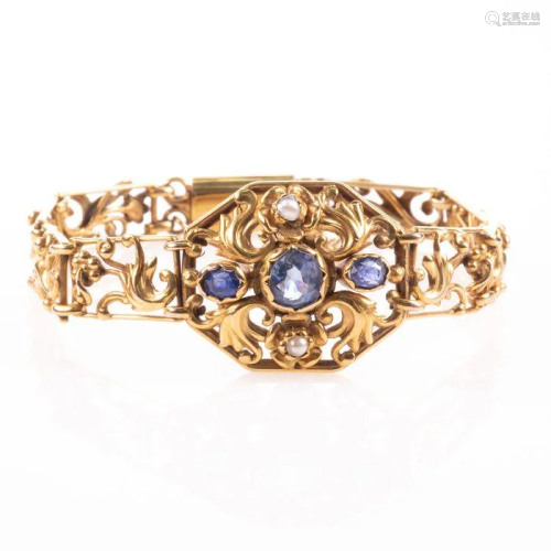 NO RESERVE PRICE 18ct Gold Victorian Sapphire & Pearl