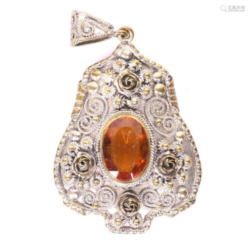 NO RESERVE PRICE Gilt Citrine Pendant