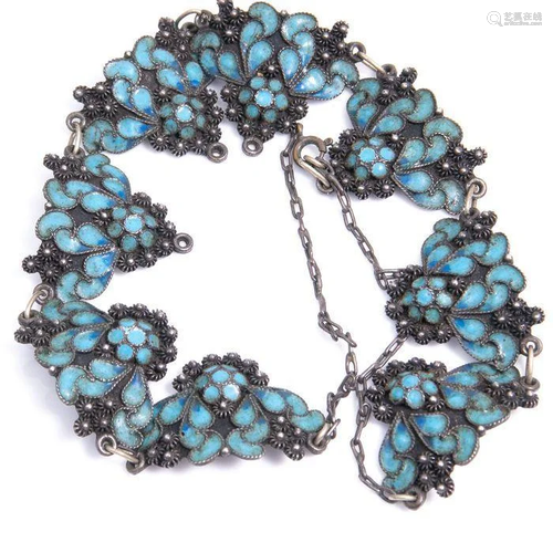 NO RESERVE PRICE Chinese Turquoise Enamel Silver