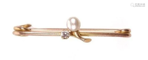 NO RESERVE PRICE Victorian Gold Pearl & Diamond Brooch