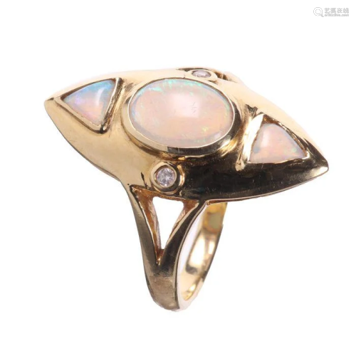 NO RESERVE PRICE 18ct Gold 3ct Solid Opal Art Deco Ring