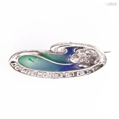 NO RESERVE PRICE Art Nouveau Enamel Silver Brooch