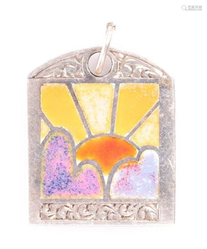 NO RESERVE PRICE Art Nouveau Enamel Silver Pendant