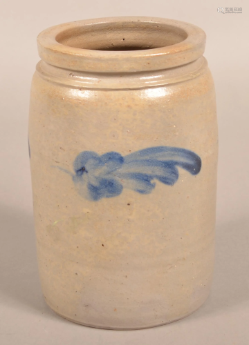 Pennsylvania 19th Century Stoneware Canning Jar.