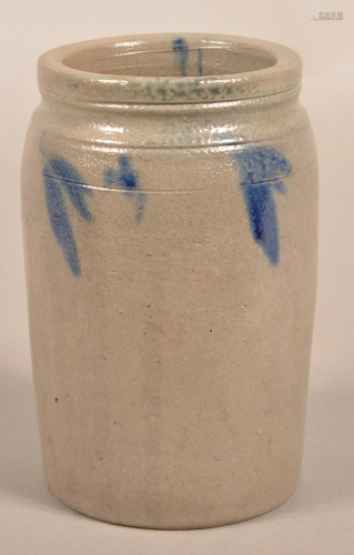 Pennsylvania 19th Century Stoneware Canning Jar.