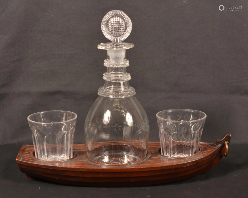 Antique Glass Liquor Set with Dory Receptacle.