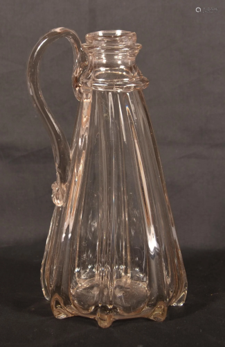 Pillar-Molded Colorless Lead Glass Syrup Jug.
