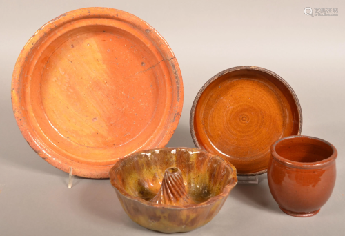 Four Various Pieces of Antique Glazed Redware.