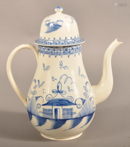 Leeds Pearlware Soft Paste China Dome Lid Coffee Pot.
