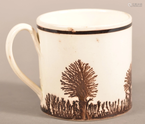 Mocha Seaweed Pattern Creamware Child's Mug.