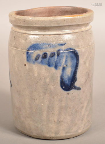 Solomon Bell Blue Decorated Stoneware Storage Jar.