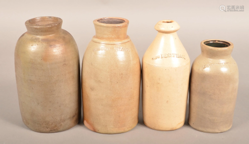 Four Antique Glazed Stoneware Vessels.