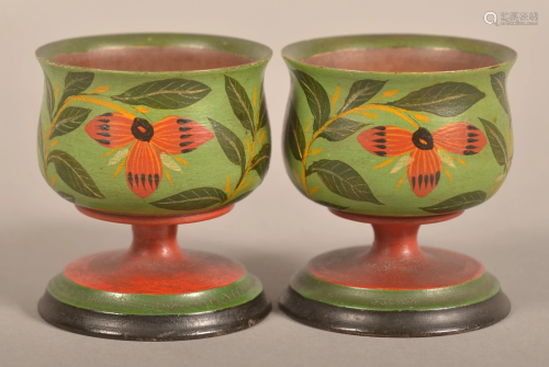 Pair of Lehnware Floral Decorated Footed Master Salts.