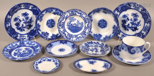 Lot of Various Pattern Antique Flow Blue China.