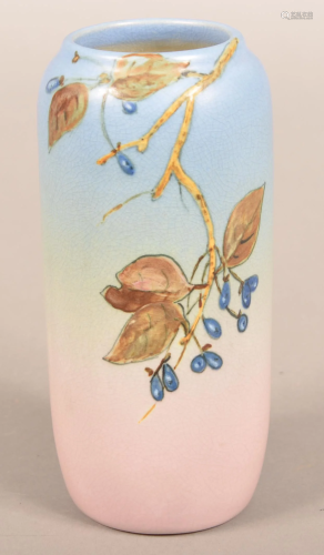 Weller Hudson Berry Slip Decorated Art Pottery Vase.