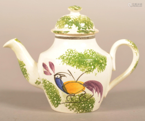 Leeds Type Peafowl Pattern Child's Teapot.