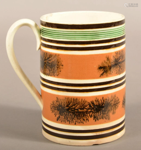 19th Century Mocha Seaweed Pattern Creamware Mug.