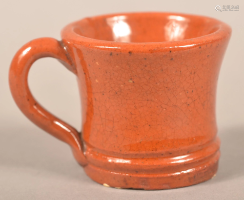PA 19th Century Glazed Redware Miniature Mug.