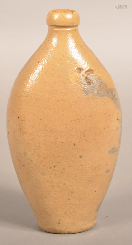 19th Century Salt Glazed Stoneware Flask.